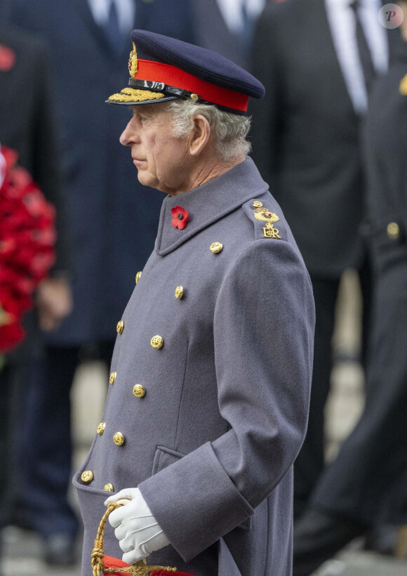 Le roi Charles III d'Angleterre, - Les membres de la famille royale d'Angleterre et les personnalités lors du "Remembrance Sunday Service" à Londres, le 13 novembre 2022. 