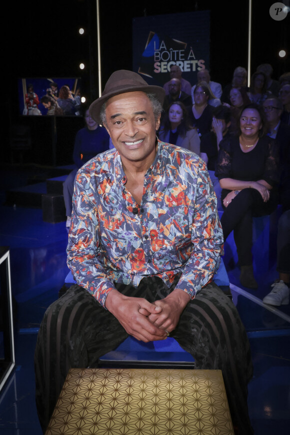 Exclusif - Yannick Noah - Enregistrement de l'émission "La boîte à secrets 13", présentée par F.Bollaert, et diffusée le 21 octobre sur France 3. Pour cette nouvelle émission de "La boîte à secrets", Faustine Bollaert accueille Y. Noah, A. Bent et G. Montagné pour une soirée toujours plus festive et émouvante. Chaque invité a le plaisir de découvrir des surprises réalisées sur mesure avec la complicité de ses proches ! Alors, préparez-vous à découvrir des archives personnelles de nos invités, chanter les plus grands tubes d'hier et d'aujourd'hui, tenter de retrouver l'identité d'un invité mystère et des images exclusives tournées avec l'entourage des invités ! Joies, émotions, fous rires, tubes, retrouvailles et révélations seront au menu de votre soirée. © Jack Tribeca / Bestimage