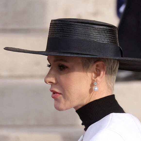 La princesse Charlene de Monaco - Arrivées à La cathédrale Notre-Dame-Immaculée de Monaco pour la messe lors de la Fête Nationale de la principauté de Monaco le 19 novembre 2022. © Dominique Jacovides / Bruno Bebert / Bestimage