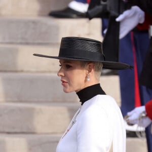 La princesse Charlene de Monaco - Arrivées à La cathédrale Notre-Dame-Immaculée de Monaco pour la messe lors de la Fête Nationale de la principauté de Monaco le 19 novembre 2022. © Dominique Jacovides / Bruno Bebert / Bestimage