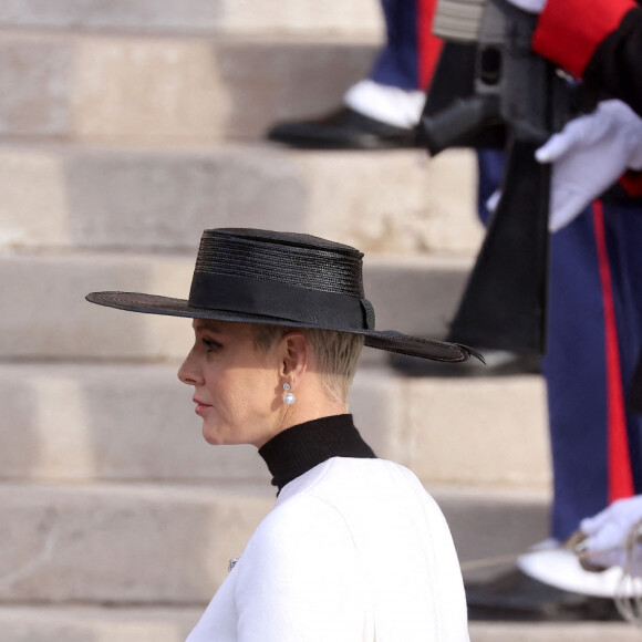 La princesse Charlene de Monaco - Arrivées à La cathédrale Notre-Dame-Immaculée de Monaco pour la messe lors de la Fête Nationale de la principauté de Monaco le 19 novembre 2022. © Dominique Jacovides / Bruno Bebert / Bestimage