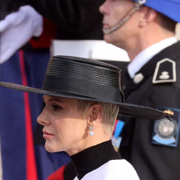 La princesse Charlene de Monaco - Arrivées à La cathédrale Notre-Dame-Immaculée de Monaco pour la messe lors de la Fête Nationale de la principauté de Monaco le 19 novembre 2022. © Dominique Jacovides / Bruno Bebert / Bestimage