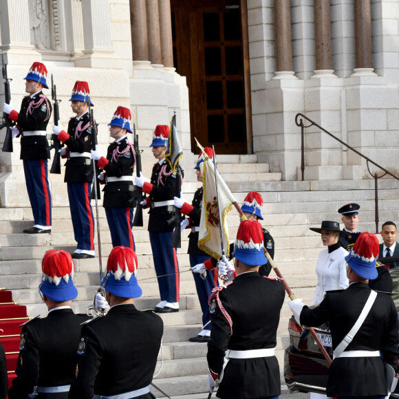 La princesse Charlene de Monaco - Arrivées à La cathédrale Notre-Dame-Immaculée de Monaco pour la messe lors de la Fête Nationale de la principauté de Monaco le 19 novembre 2022. © Dominique Jacovides / Bruno Bebert / Bestimage