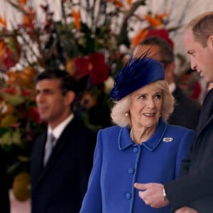 Camilla Parker Bowles, reine consort d'Angleterre, le prince William, prince de Galles, et Catherine (Kate) Middleton, princesse de Galles, - La famille royale du Royaume Uni lors de la cérémonie d'accueil du président de l'Afrique du Sud, en visite d'état à Londres, Royaume Uni, le 22 novembre 2022. 