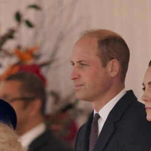 Camilla Parker Bowles, reine consort d'Angleterre, le prince William, prince de Galles, et Catherine (Kate) Middleton, princesse de Galles