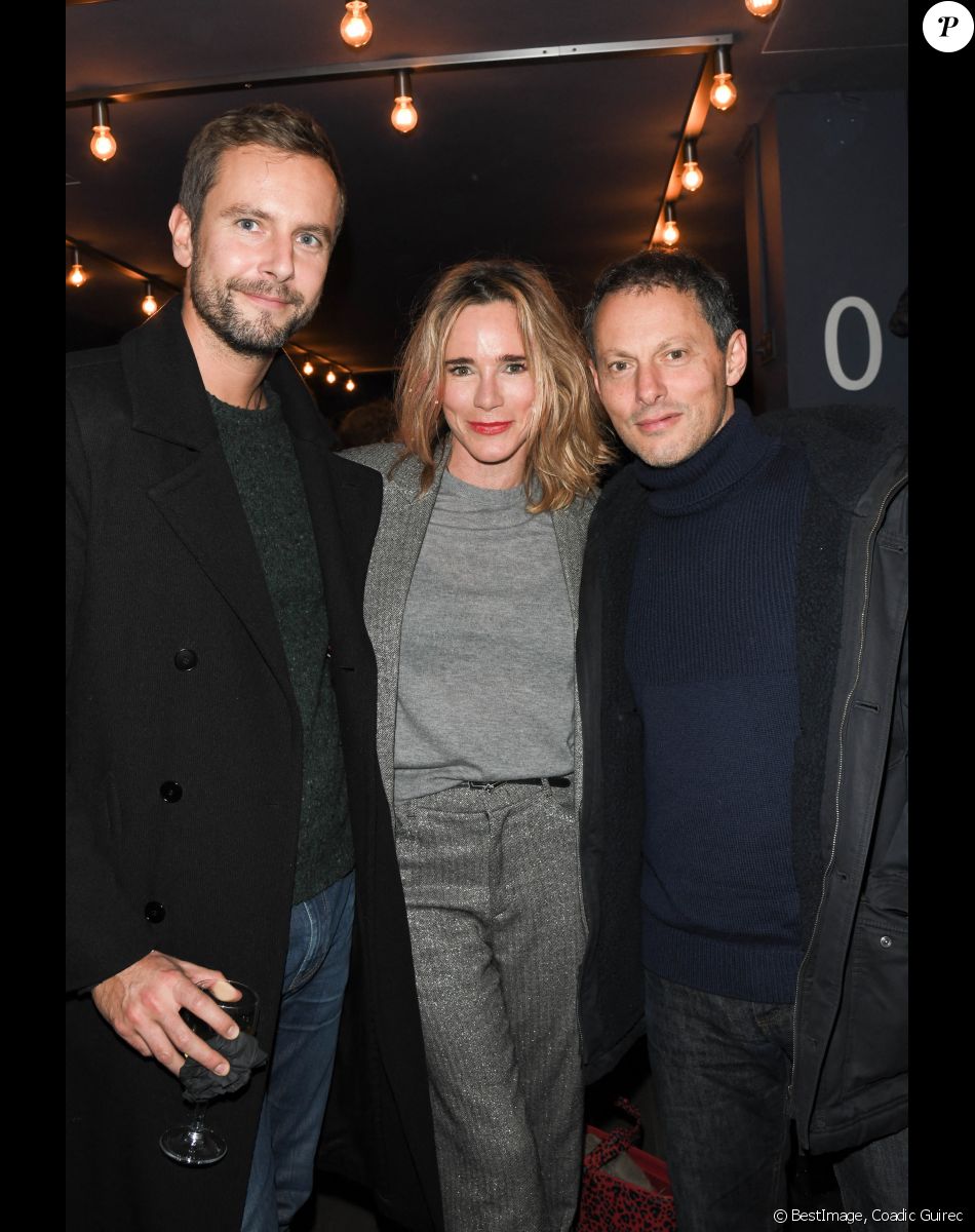 Exclusif - Marc-Olivier Fogiel avec son mari François Roelants et Géraldine Danon - Générale de la pièce "Groenland" avec Géraldine Danon au théâtre "La Scala" à Paris le 8 novembre 2019. © Coadic Guirec/Bestimage