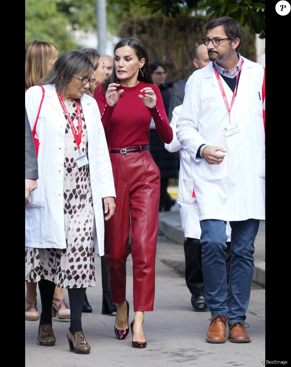 La reine Letizia d'Espagne à son arrivée à la session sur la santé mentale et le monde du travail à Barcelone, le 23 novembre 2022