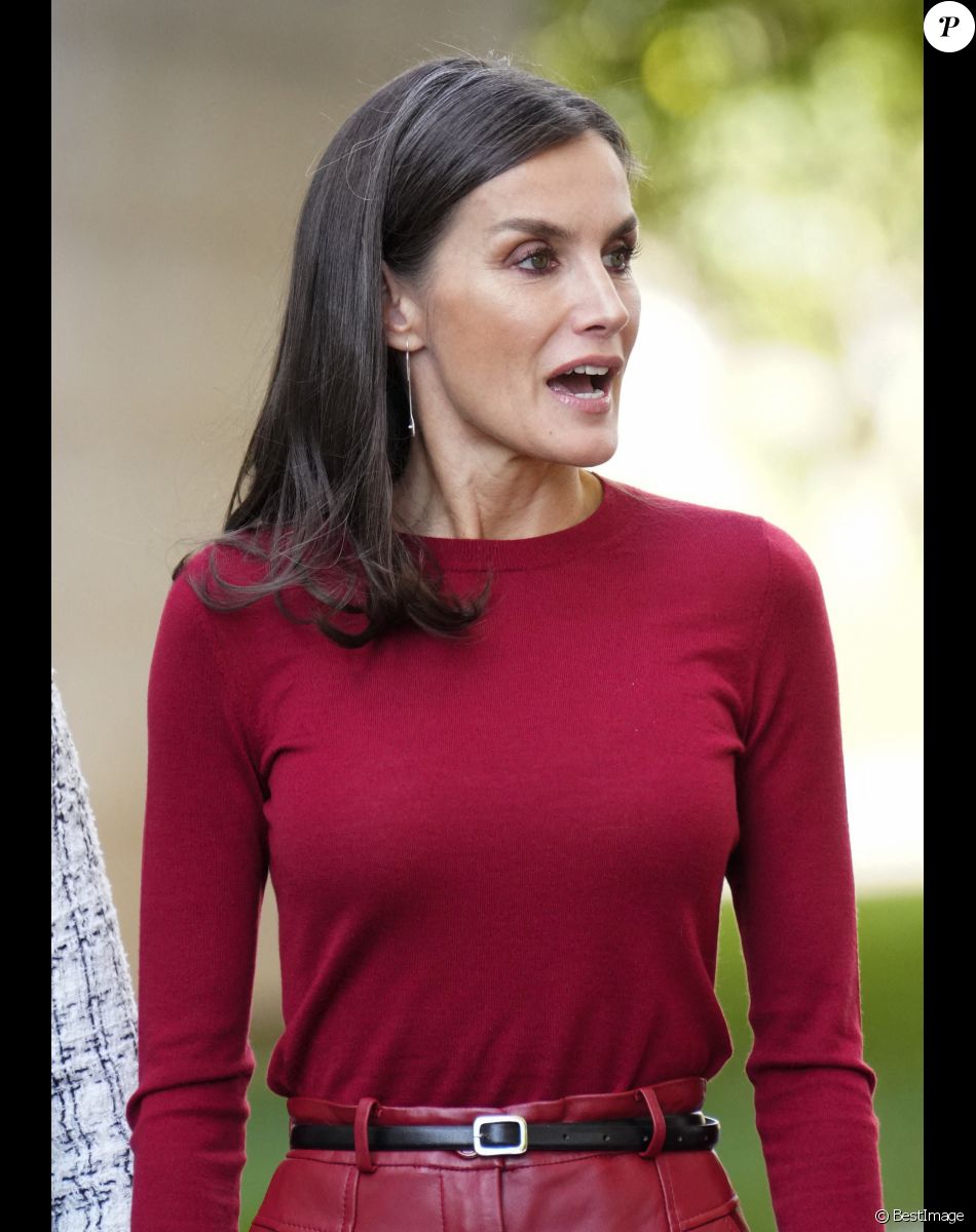 La reine Letizia d'Espagne à son arrivée à la session sur la santé mentale et le monde du travail à Barcelone, le 23 novembre 2022