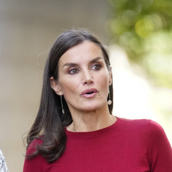 La reine Letizia d'Espagne à son arrivée à la session sur la santé mentale et le monde du travail à Barcelone, le 23 novembre 2022