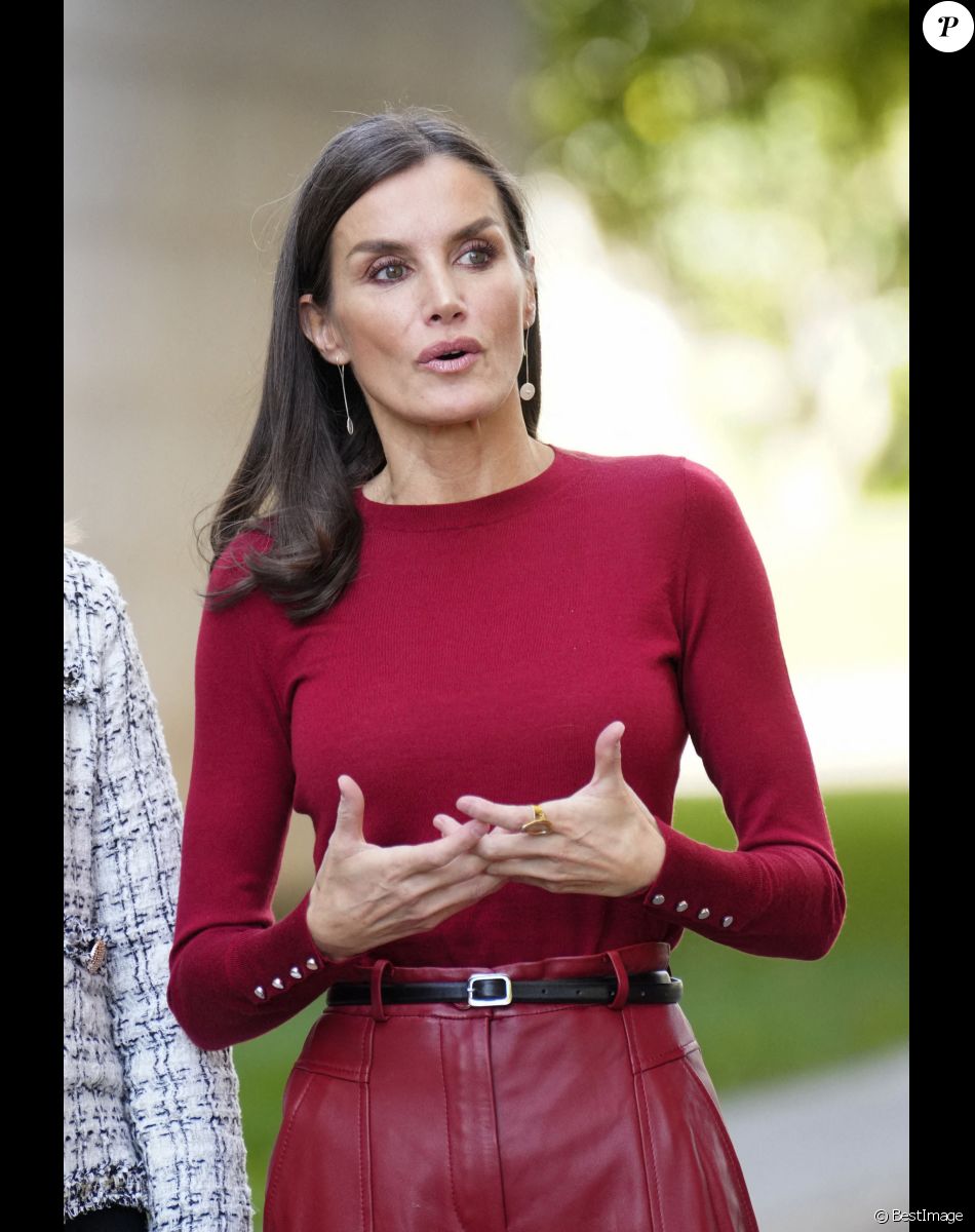 La reine Letizia d'Espagne à son arrivée à la session sur la santé mentale et le monde du travail à Barcelone, le 23 novembre 2022