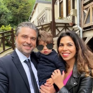 Anthony Dupray avec sa femme Raquel et leur fils
