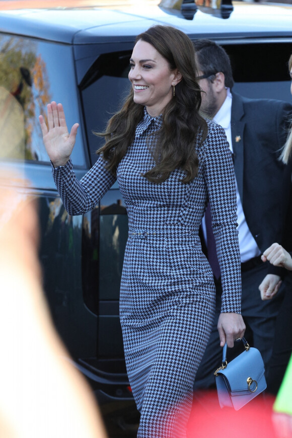 Catherine (Kate) Middleton, princesse de Galles, arrive pour visiter le Centre sur l'enfant en développement de l'Université Harvard de Cambridge à Boston, Massachusetts, Etats-Unis, le 2 décembre 2022. 