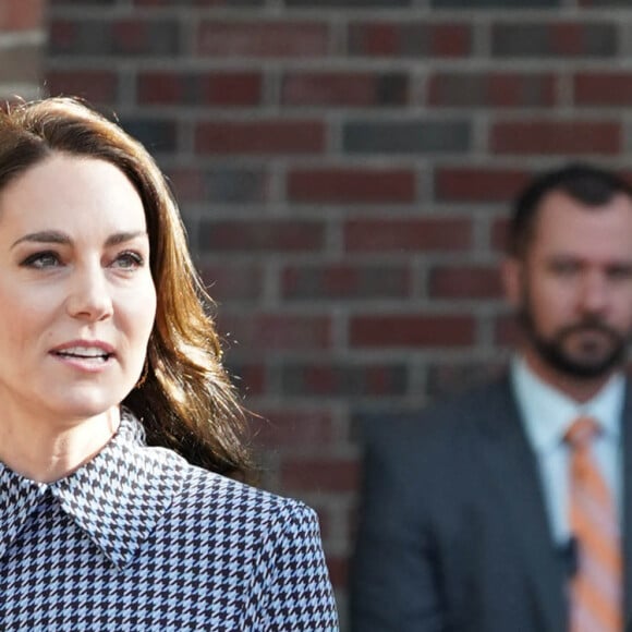 Catherine (Kate) Middleton, princesse de Galles, lors d'une visite au Centre sur l'enfant en développement de l'Université Harvard de Cambridge à Boston, Massachusetts, Etats-Unis, le 2 décembre 2022. 