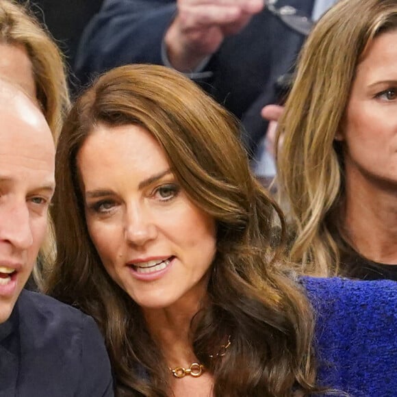 Le prince de Galles William et Kate Catherine Middleton, princesse de Galles, lors du match de basket "Boston Celtics vs Miami Heat" à Boston. Le 30 novembre 2022 