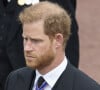 Le prince Harry, duc de Sussex - Procession pédestre des membres de la famille royale depuis la grande cour du château de Windsor (le Quadrangle) jusqu'à la Chapelle Saint-Georges, où se tiendra la cérémonie funèbre des funérailles d'Etat de reine Elizabeth II d'Angleterre. Windsor, le 19 septembre 2022