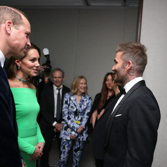 Le prince William, prince de Galles, et Catherine (Kate) Middleton, princesse de Galles, David Beckham lors de la 2ème cérémonie "Earthshot Prize Awards" au "MGM Music Hall de Fenway" à Boston, le 2 décembre 2022. Au cours de cette soirée, les noms des lauréats seront révélés. 