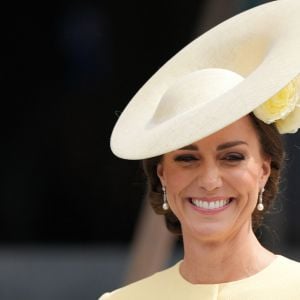 Catherine (Kate) Middleton, duchesse de Cambridge, - Les membres de la famille royale et les invités à la sortie de la messe du jubilé, célébrée à la cathédrale Saint-Paul de Londres, Royaume Uni, le 3 juin 2022. 