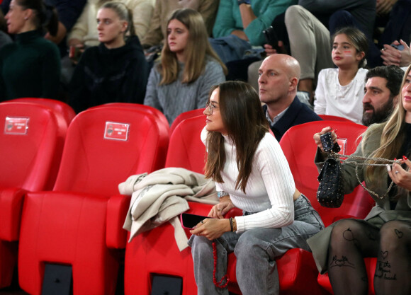 Exclusif - Charlotte Sine (ex-compagne de Charles Leclerc) - People dans les tribunes du match de basket opposant l'AS Monaco à ASVEL lors de la 14ème journee de championnat de France Betclic Elite de basket à la Salle Gaston Médecin à Monaco le 6 décembre 2022.