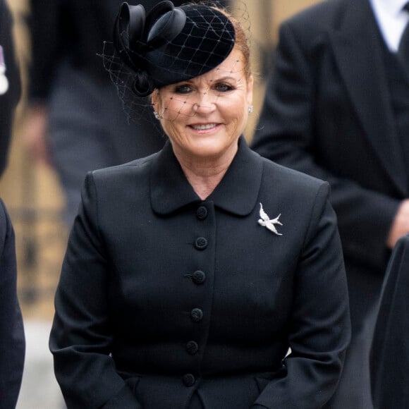 Sarah Ferguson - Arrivées au service funéraire à l'Abbaye de Westminster pour les funérailles d'Etat de la reine Elizabeth II d'Angleterre. Le sermon est délivré par l'archevêque de Canterbury Justin Welby (chef spirituel de l'Eglise anglicane) au côté du doyen de Westminster David Hoyle. Londres, le 19 septembre 2022. 