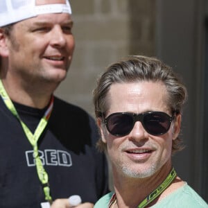 Brad Pitt lors du Grand Prix de Formule 1 (F1) des États-Unis à Austin, le 22 octobre 2022.