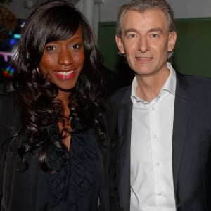 Mariage - Gilles Verdez s'est marié avec Fatou au Sénégal - Gilles Verdez (chroniqueur TPMP, ancien rédacteur en chef du Parisien) et sa compagne Fatou Schotter - Soirée de la 2ème édition "Les étoiles du Parisien" à la Bellevilloise à Paris le 15 décembre 2014.