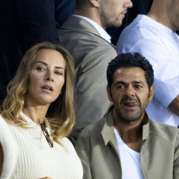 Mélissa Theuriau et son mari Jamel Debbouze - People assistent au match aller de la Ligue des Champions entre le Paris Saint-Germain et la Juventus (2-1) au Parc des Princes à Paris le 6 septembre 2022. 