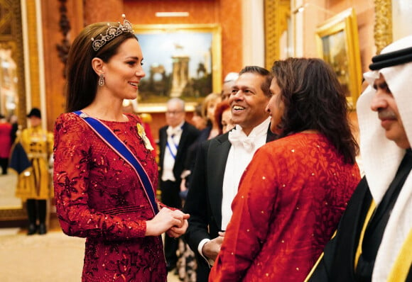 Kate Middleton - La famille royale d'Angleterre lors de la réception des corps diplômatiques au palais de Buckingham à Londres le 6 décembre 2022.