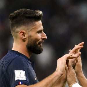 Olivier Giroud, Kylian MBappe - Joie des joueurs français lors du match des 1/8emes de finale de la Coupe de Monde de Football "France vs Pologne (3-1)" à Doha au Qatar. Le 4 décembre 2022 © JB Autissier / Panoramic / Bestimage