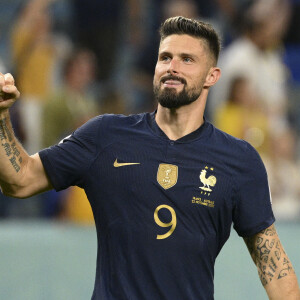 Joie des joueurs de l equipe de France en fin de match GIROUD Olivier (FRA) - Match "France - Australie" lors de la Coupe du Monde au Qatar. 
