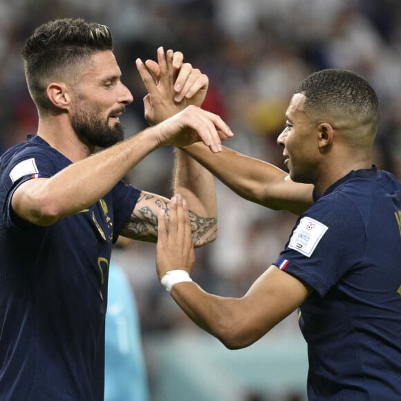 joie des joueurs de l equipe de France apres le but de GIROUD Olivier (FRA) - Match "France - Australie (4-1)" lors de la Coupe du Monde 2022 au Qatar, le 22 novembre 2022. 