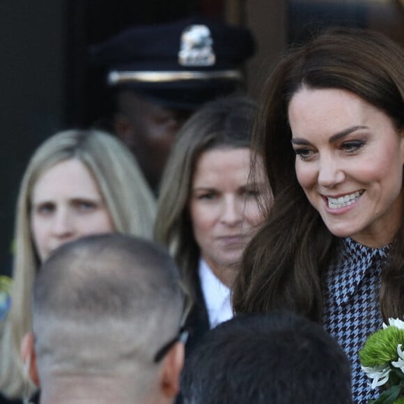 Catherine (Kate) Middleton, princesse de Galles, arrive pour visiter le Centre sur l'enfant en développement de l'Université Harvard de Cambridge à Boston, Massachusetts, Etats-Unis, le 2 décembre 2022. 