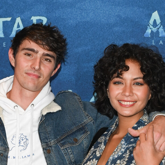 Vaimalama Chaves (Miss France 2019) et son compagnon Nicolas Fleury à la première du film "Avatar: La Voie de l'Eau" au cinéma Le Grand Rex à Paris, le 13 décembre 2022. © Guirec Coadic/Bestimage 