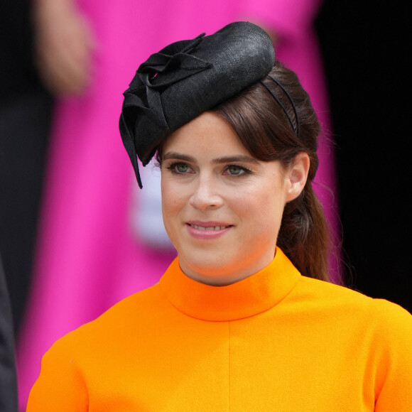 La princesse Eugenie d'York - Les membres de la famille royale et les invités à la sortie de la messe du jubilé, célébrée à la cathédrale Saint-Paul de Londres, Royaume Uni, le 3 juin 2022.