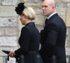 Zara et Mike Tindall - Arrivées au service funéraire à l'Abbaye de Westminster pour les funérailles d'Etat de la reine Elizabeth II d'Angleterre. Londres, le 19 septembre 2022. 
