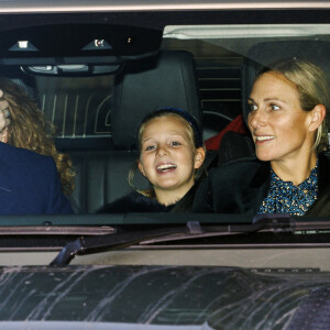 Mike Tindall, Zara Phillips (Zara Tindall), Mia Tindall - Les membres de la famille royale arrivent pour un déjeuner au château de Windsor, le 20 décembre 2022.