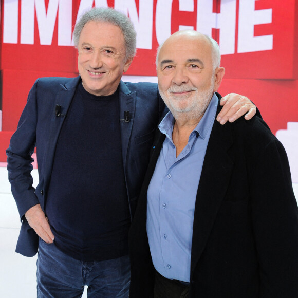 Exclusif - Michel Drucker et Gérard Jugnot - Enregistrement de l'émission Vivement dimanche au studio Gabriel, présentée par M.Drucker, et diffusée sur France 3. © Guillaume Gaffiot / Bestimage