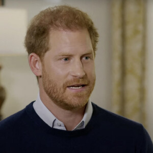 Le prince Harry, duc de Sussex, en interview avec le journaliste Tom Bradby sur la chaine "ITV News".