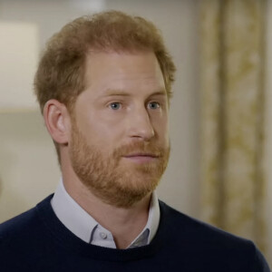 Le prince Harry, duc de Sussex, en interview avec le journaliste Tom Bradby sur la chaine "ITV News".