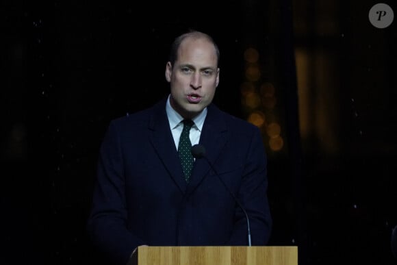 Le prince de Galles William, lors de l'illumination de l'Hôtel de Ville à l'occasion de la remise du prix "Earthshot Prize Awards" à Boston. Le 30 novembre 2022