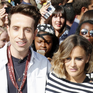 Nick Grimshaw, Caroline Flack - Arrivées des membres du jury de l'émission "X-factor" aux auditions à Londres. Le 21 juillet 2015 