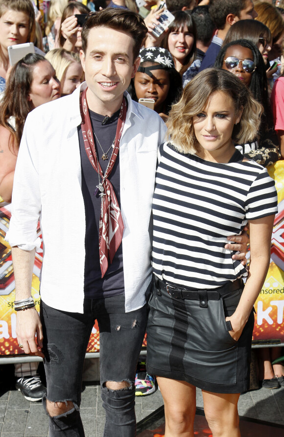 Nick Grimshaw, Caroline Flack - Arrivées des membres du jury de l'émission "X-factor" aux auditions à Londres. Le 21 juillet 2015 