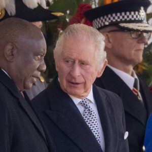 Le président de l'Afrique du Sud, Cyril Ramaphosa et le roi Charles III d'Angleterre - La famille royale et le gouvernement du Royaume Uni lors de la cérémonie d'accueil du président de l'Afrique du Sud, en visite d'état à Londres, Royaume Uni, le 22 novembre 2022. 