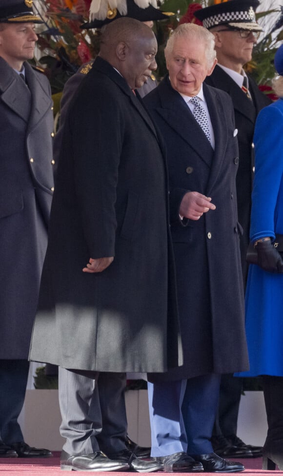 Le président de l'Afrique du Sud, Cyril Ramaphosa et le roi Charles III d'Angleterre - La famille royale et le gouvernement du Royaume Uni lors de la cérémonie d'accueil du président de l'Afrique du Sud, en visite d'état à Londres, Royaume Uni, le 22 novembre 2022. 