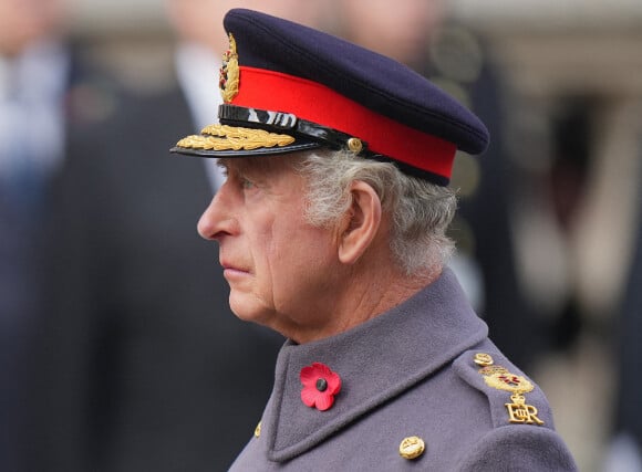 Le roi Charles III d'Angleterre - Les membres de la famille royale d'Angleterre et les personnalités lors du "Remembrance Sunday Service" à Londres le 13 novembre 2022. 