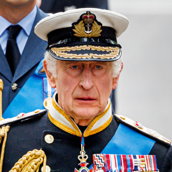 Le roi Charles III d'Angleterre et le prince de Galles William - Arrivées au service funéraire à l'Abbaye de Westminster pour les funérailles d'Etat de la reine Elizabeth II d'Angleterre.