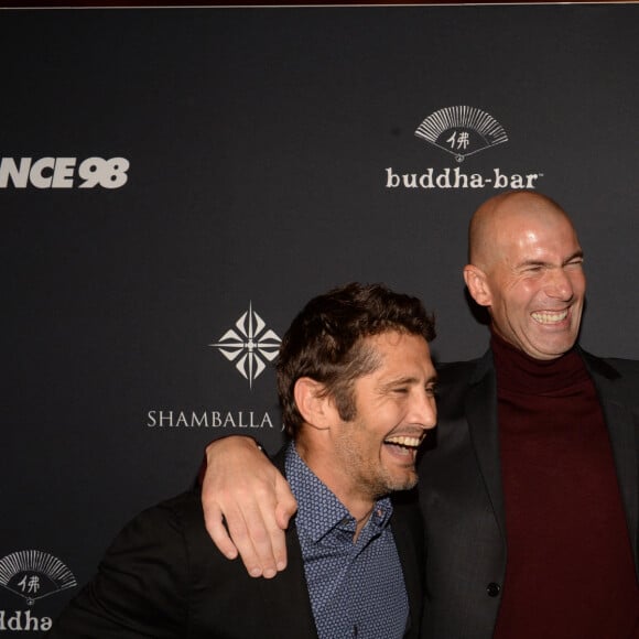 Bixente Lizarazu, Zinedine Zidane, Christophe Dugarry - A l'occasion des 20 ans de la victoire de l'équipe de France, les bleus 98 se sont rendus à un dîner organisé au Buddha Bar avec tous les joueurs et leur famille le 11 juin 2018. © Rachid Bellak/Bestimage