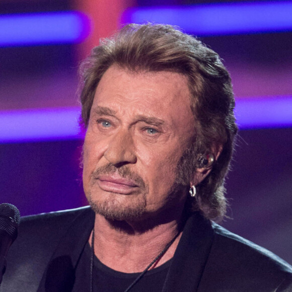 Exclusif - Johnny Hallyday enregistre l'émission "Ce soir on chante Piaf", présentée par Estelle Denis.