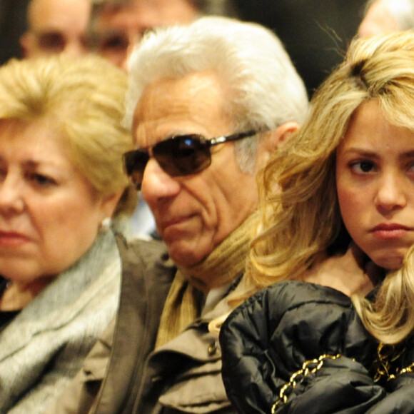 Shakira et son compagnon Gerard Pique au lancement du nouveau livre de Joan Pique, le pere de Gerard, a Barcelone, le 14 mars 2013.
