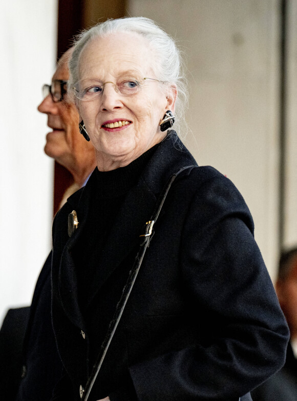 La reine Margrethe II de Danemark - Obsèques du roi Constentin II de Grèce : arrivées au dîner la veille de la cérémonie à l'hôtel Grande Bretagne à Athènes le 15 janvier 2023. 