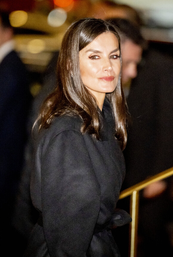 La reine Letizia d'Espagne - Obsèques du roi Constentin II de Grèce : arrivées au dîner la veille de la cérémonie à l'hôtel Grande Bretagne à Athènes le 15 janvier 2023. 